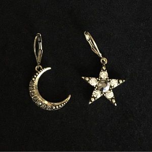 Moon and Star Celestial Theme Dangle Earrings